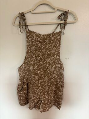 Vanilla Star Brown and Cream Floral Romper